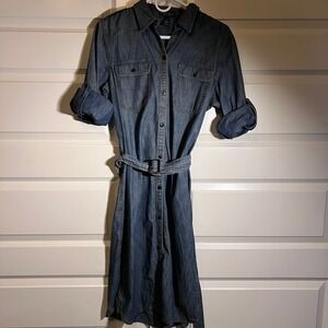 Lauren Jeans Co Ralph Lauren Denim Chambray Button Front Shirt Dress Size 8